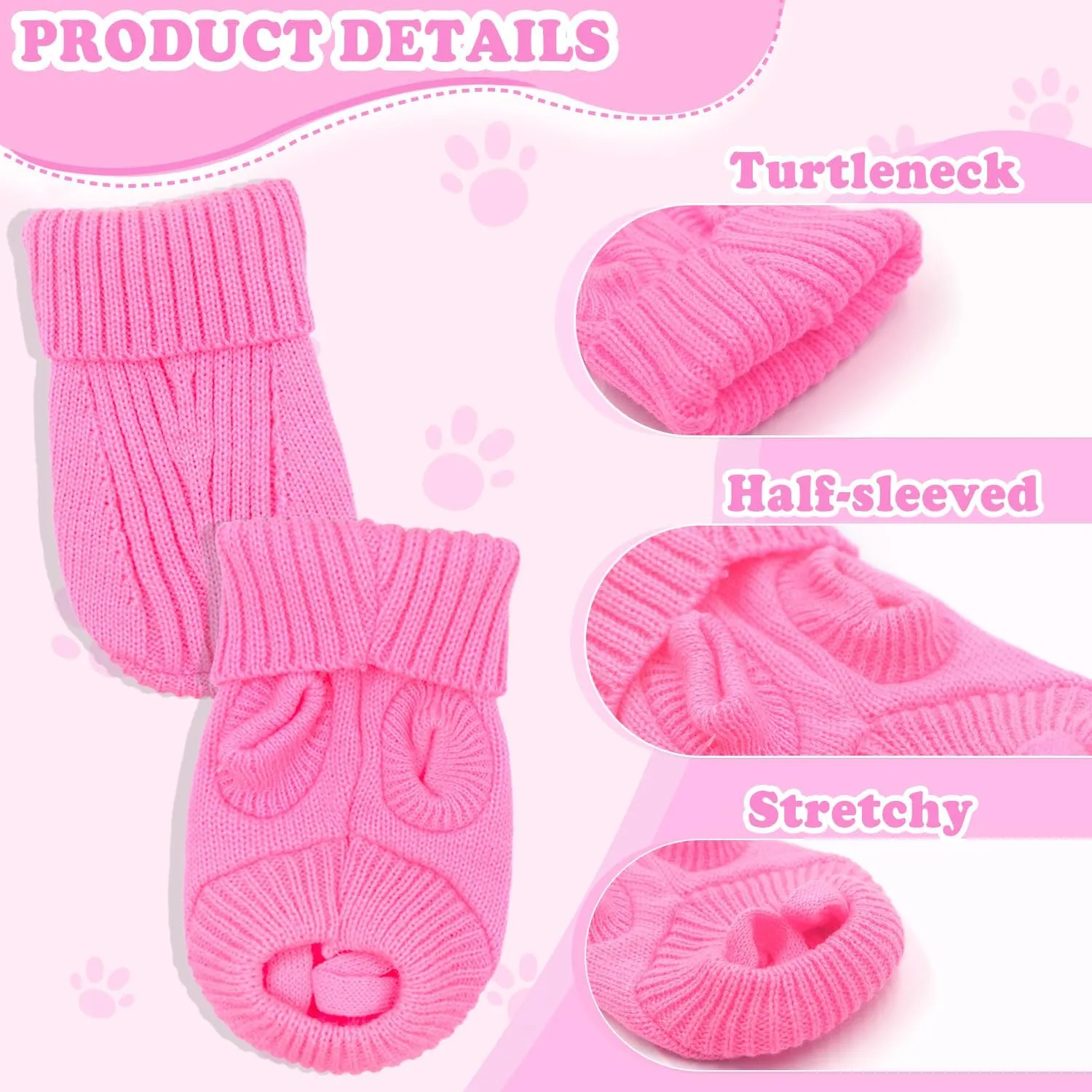 2 Pack XS Dog Sweaters for Small Dogs Girl Knitted Turtleneck Puppy Sweater Warm Fall Winter Female Dog Clothes Pullover Cat Sweater Xs