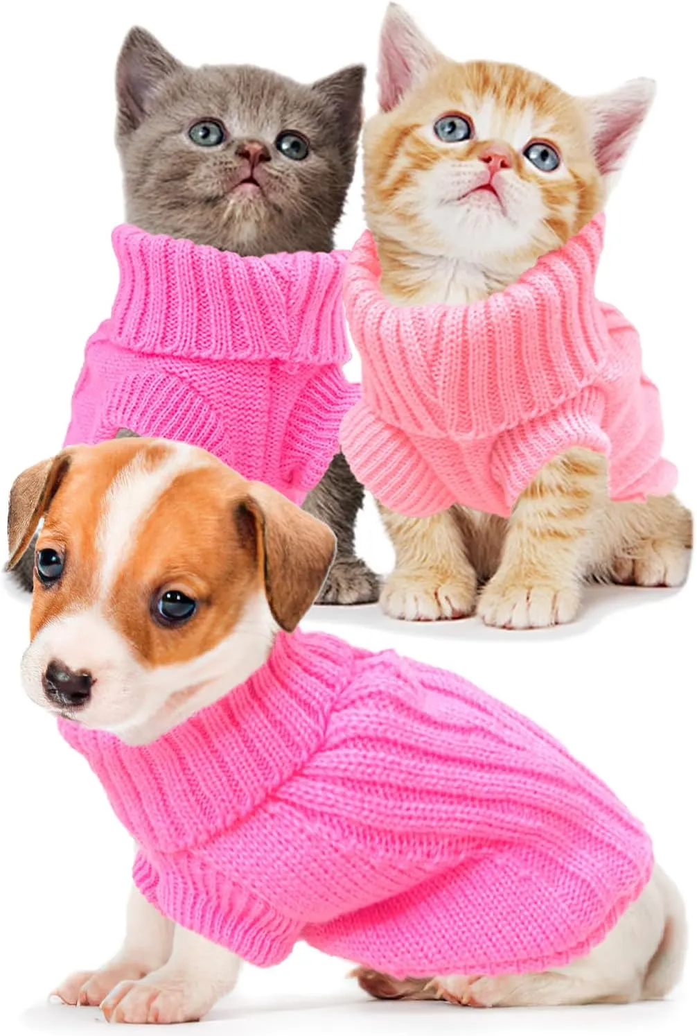 2 Pack XS Dog Sweaters for Small Dogs Girl Knitted Turtleneck Puppy Sweater Warm Fall Winter Female Dog Clothes Pullover Cat Sweater Xs