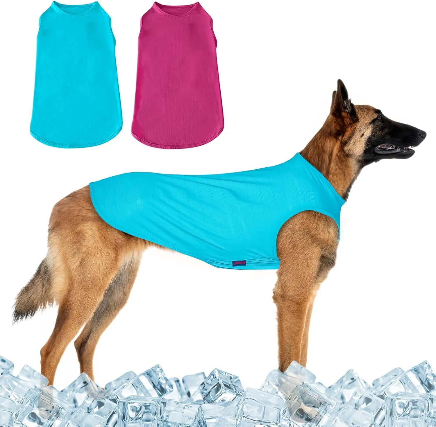 2-Piece Dog Shirt & Vest, Soft & Cool Clothes, Lightweight Stretchy Pet Vest, Summer Dog Sleeveless Clothes for Medium-Large Pets - Purple Blue (L)