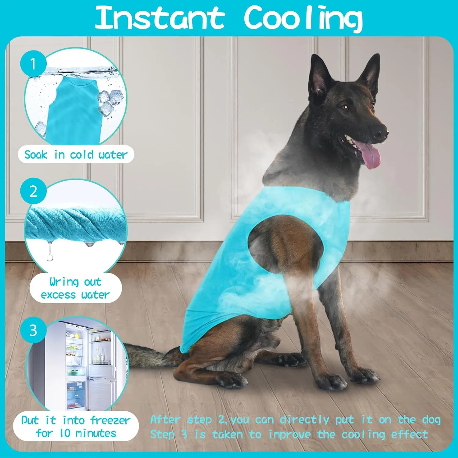 2-Piece Dog Shirt & Vest, Soft & Cool Clothes, Lightweight Stretchy Pet Vest, Summer Dog Sleeveless Clothes for Medium-Large Pets - Purple Blue (L)