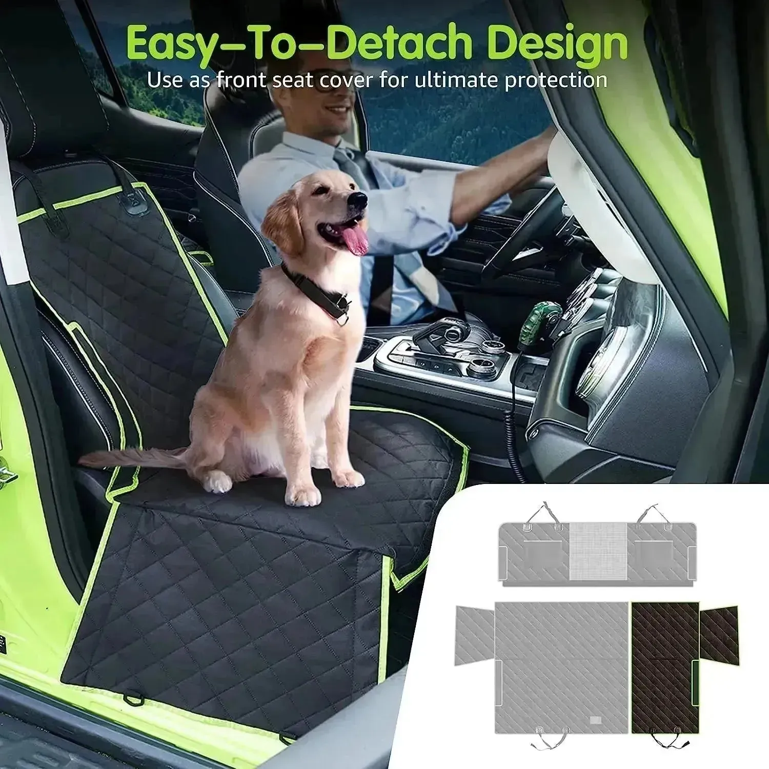6-in-1 Waterproof Dog Car Seat Cover – Non-Slip Hammock for Cars & SUVs