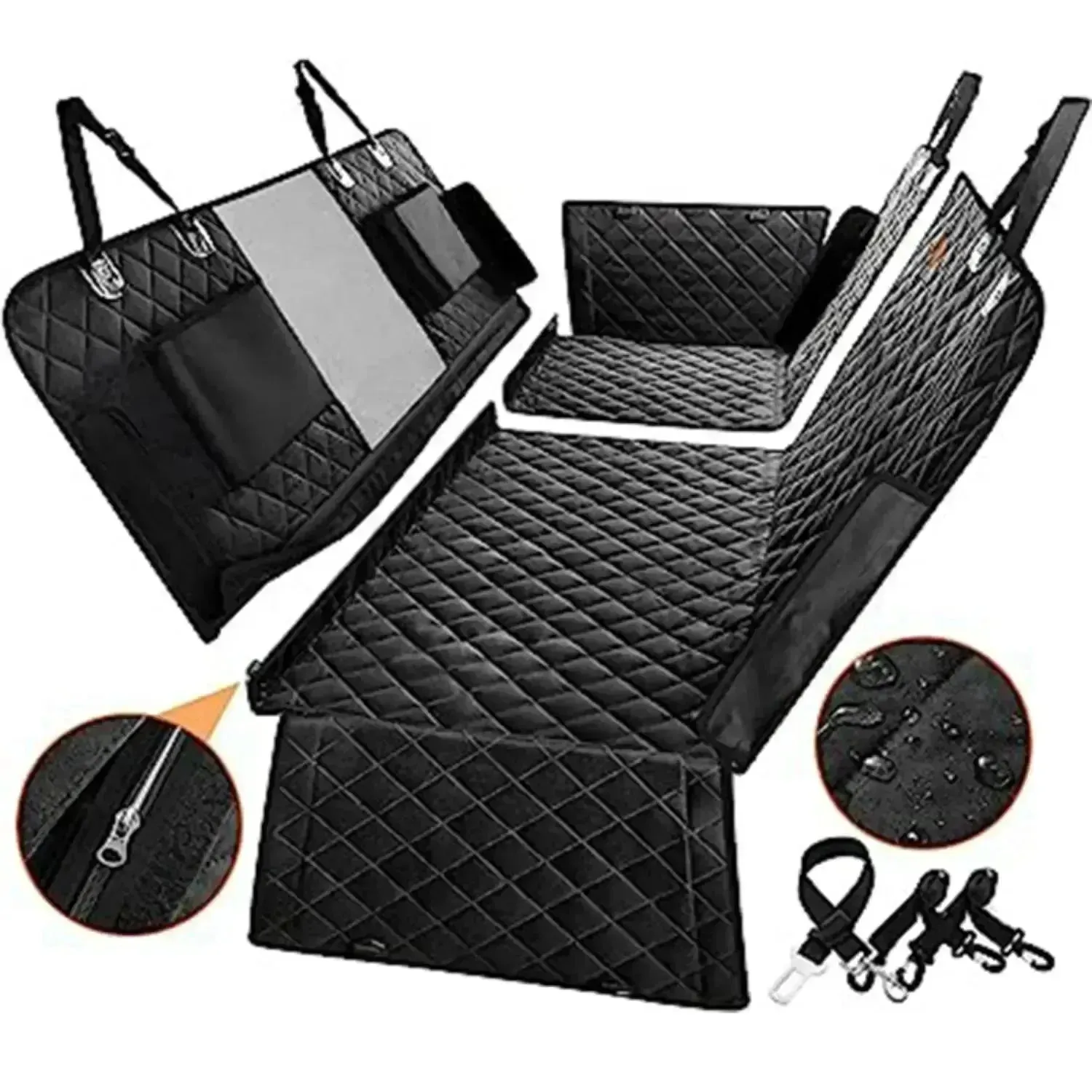 6-in-1 Waterproof Dog Car Seat Cover – Non-Slip Hammock for Cars & SUVs