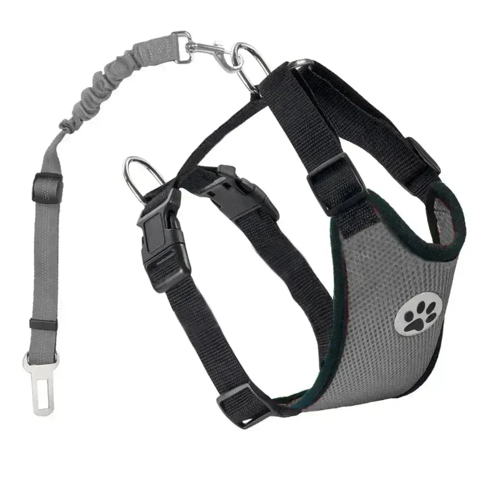 Adjustable Dog Seatbelt Harness with Breathable Mesh Vest