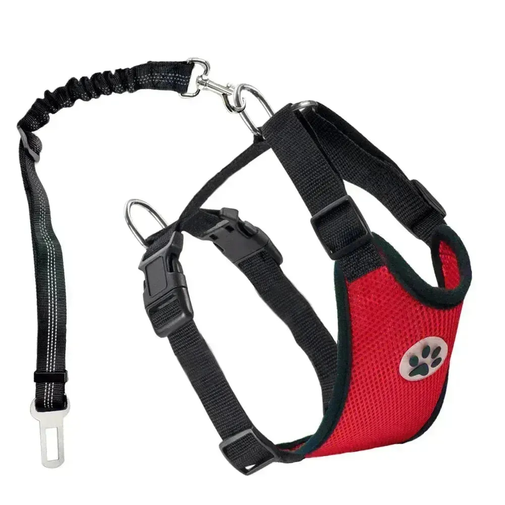 Adjustable Dog Seatbelt Harness with Breathable Mesh Vest