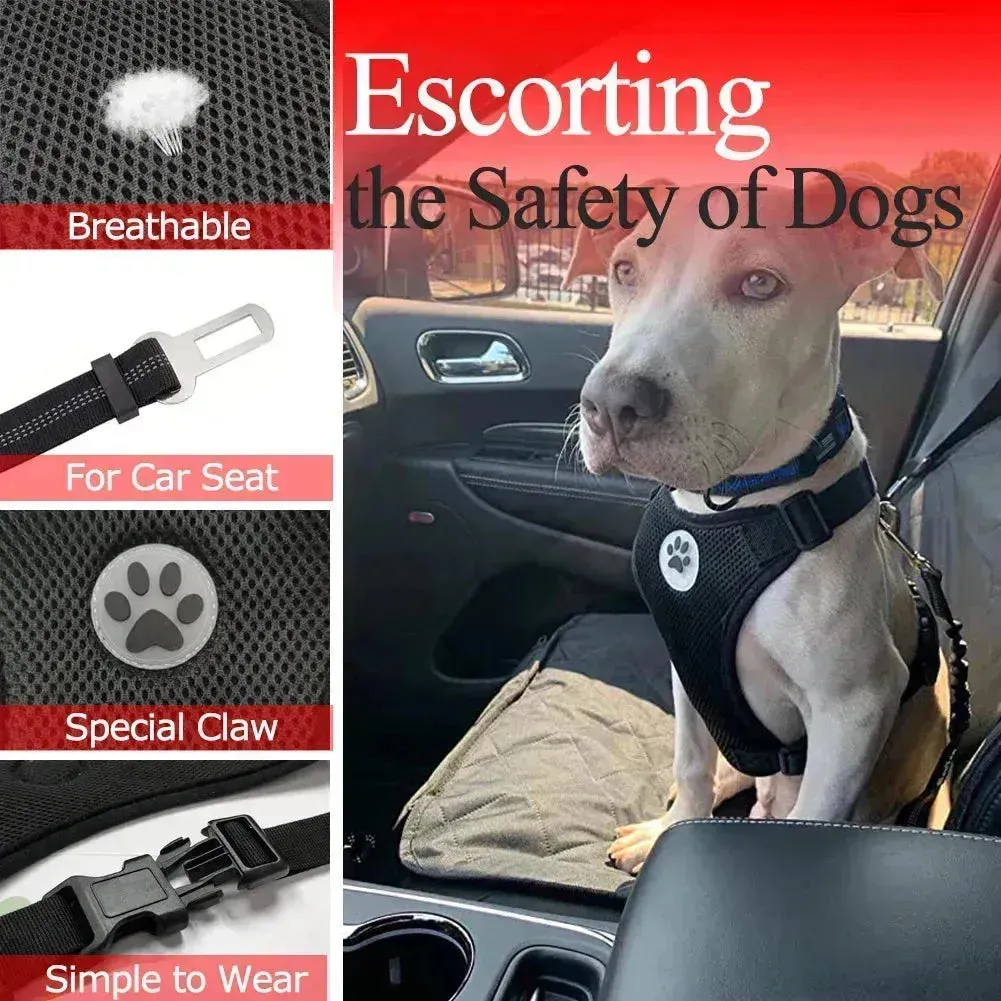 Adjustable Dog Seatbelt Harness with Breathable Mesh Vest