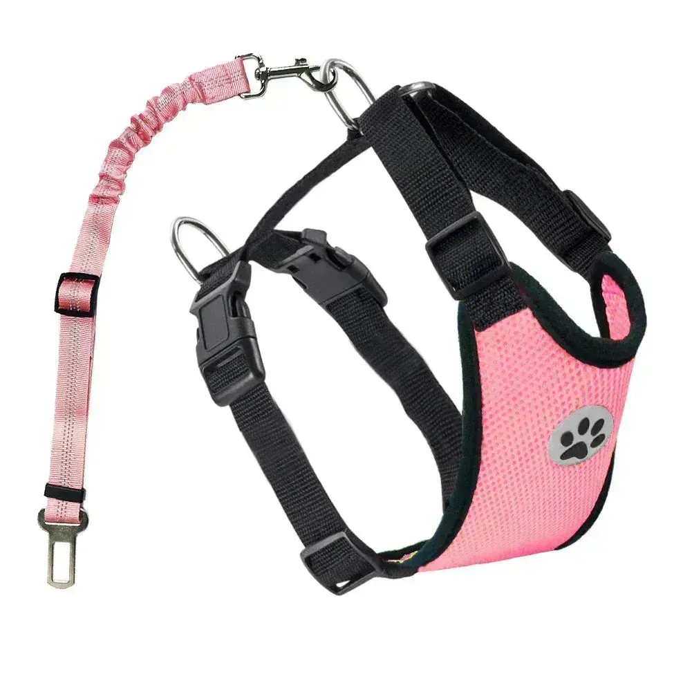 Adjustable Dog Seatbelt Harness with Breathable Mesh Vest