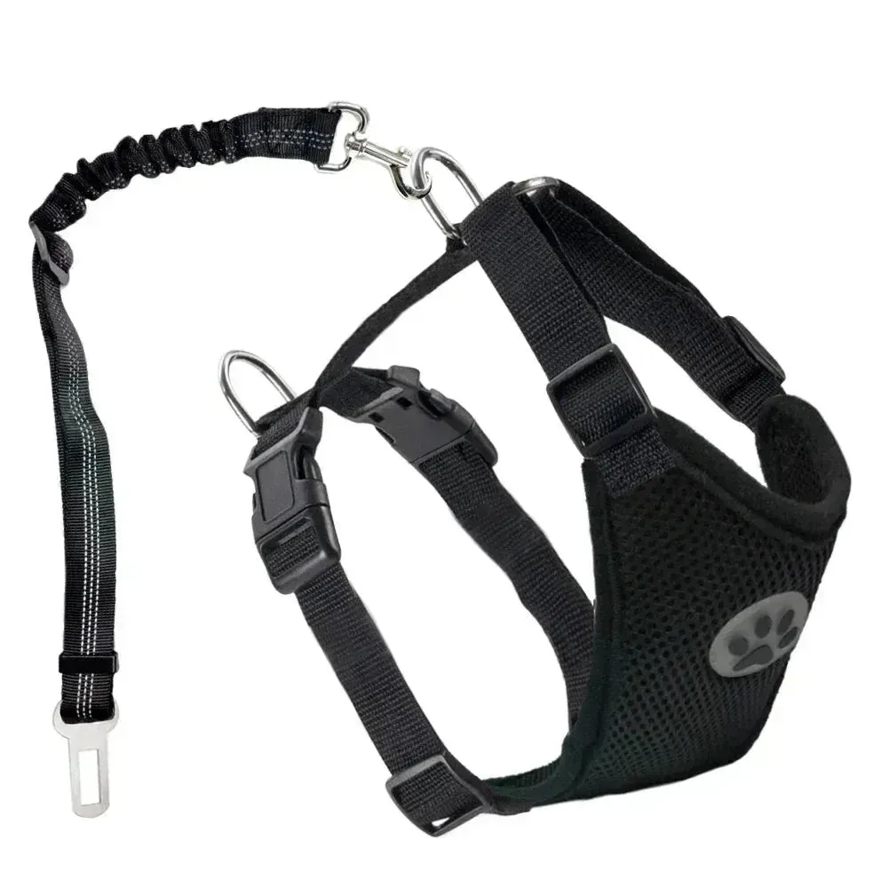 Adjustable Dog Seatbelt Harness with Breathable Mesh Vest