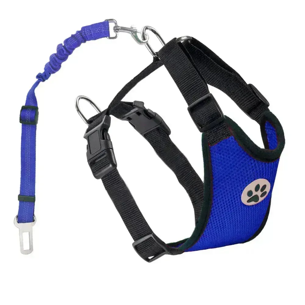 Adjustable Dog Seatbelt Harness with Breathable Mesh Vest