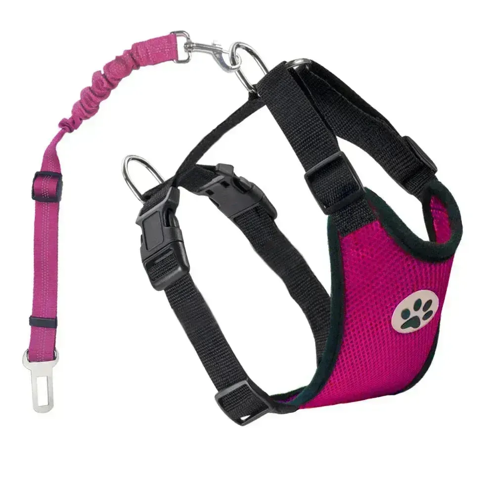 Adjustable Dog Seatbelt Harness with Breathable Mesh Vest