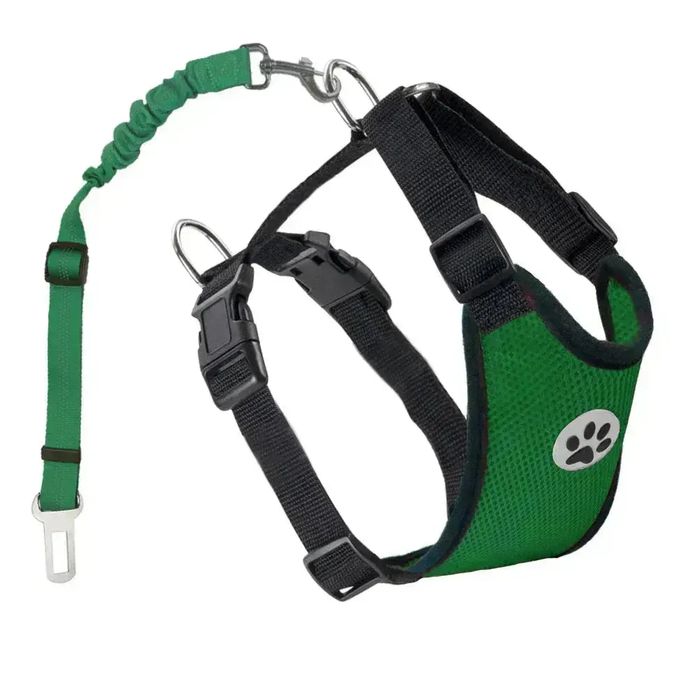 Adjustable Dog Seatbelt Harness with Breathable Mesh Vest