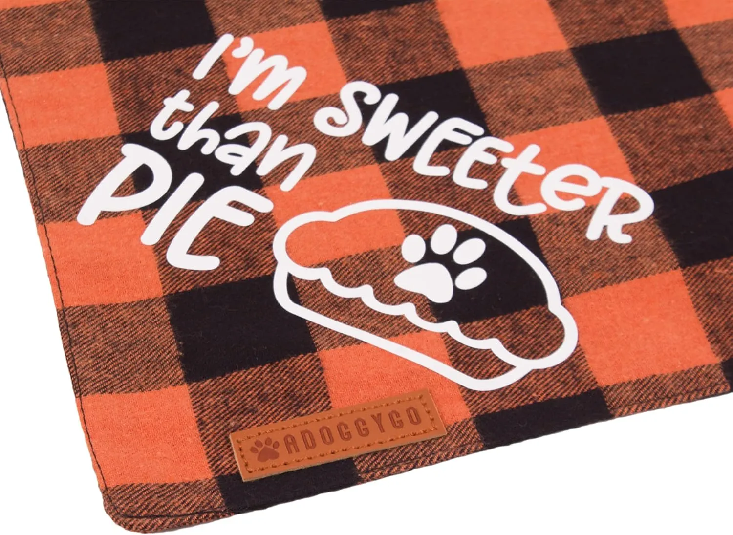 ADOGGYGO Thanksgiving Dog Bandanas, Orange Plaid Pet Scarf, Premium Cotton Fabric, Multiple Sizes Offered, Fall Thanksgiving Bandanas for Medium Large Dogs Pets (Large)