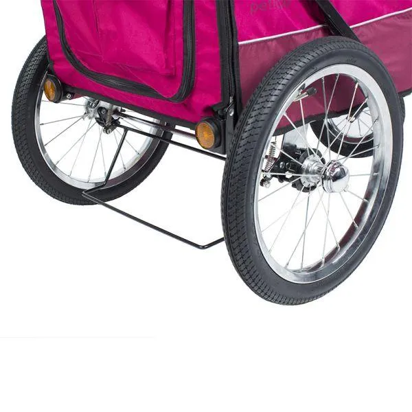 All Terrain Pet Jogger/Stroller/Bike Trailer - Blazin Berry, Shock Absorbing Bike Wheels, Adjustable Handlebar, Dual Brake, for Small/Medium/Large Dogs, Cats, Supports up to 77LBS