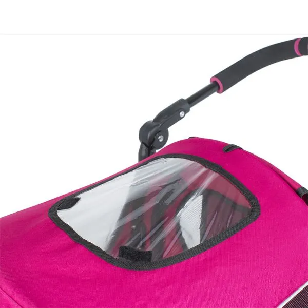 All Terrain Pet Jogger/Stroller/Bike Trailer - Blazin Berry, Shock Absorbing Bike Wheels, Adjustable Handlebar, Dual Brake, for Small/Medium/Large Dogs, Cats, Supports up to 77LBS