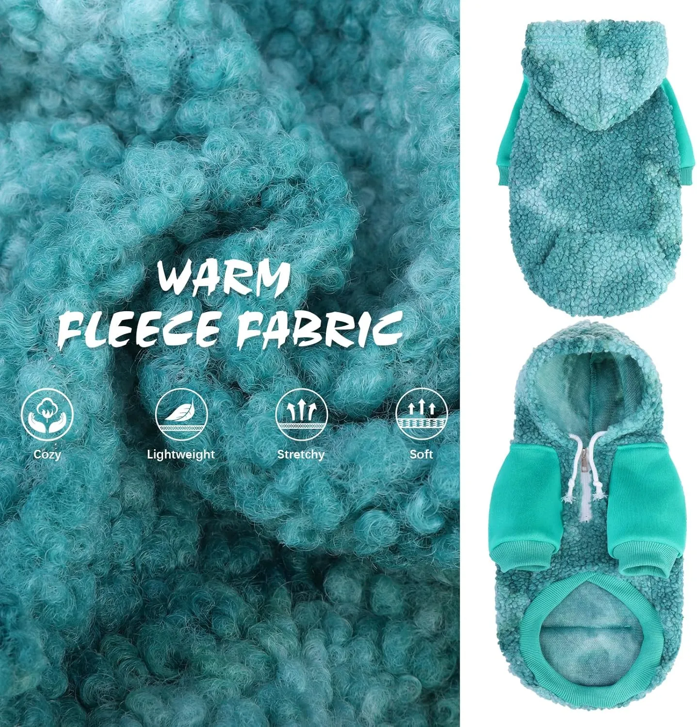BINGPET Tie Dye Dog Hoodie,Fleece Dog Sweatshirt Puppy Sweater with Leash Hole,Warm Dog Sweater Dog Winter Clothes with Pocket,Pet Outfit Dog Sweaters for Small Medium Dogs Boy and Girl (Blue,SM)