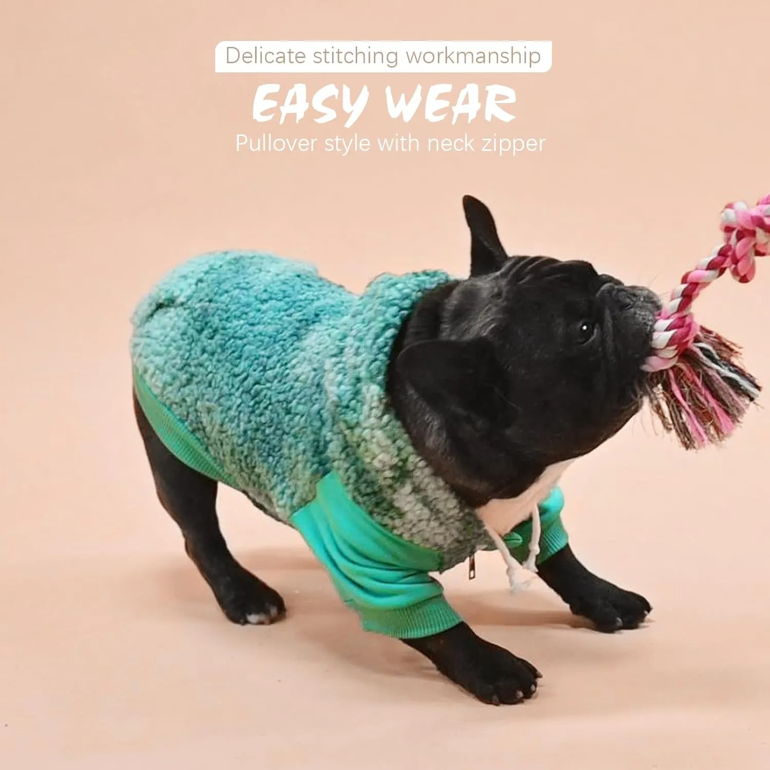 BINGPET Tie Dye Dog Hoodie,Fleece Dog Sweatshirt Puppy Sweater with Leash Hole,Warm Dog Sweater Dog Winter Clothes with Pocket,Pet Outfit Dog Sweaters for Small Medium Dogs Boy and Girl (Blue,SM)