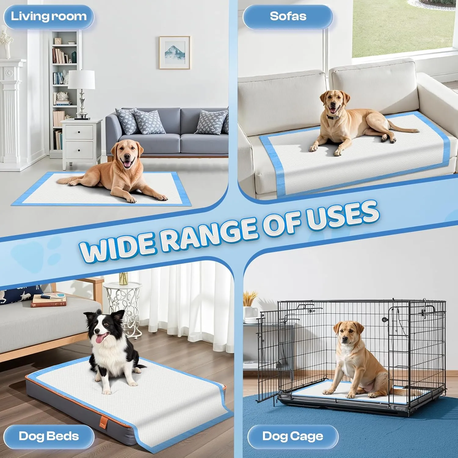 Boscute XXL Thicken 6 Layers Heavy Absorbent 30"x36" Pet Training Dog Pee Pads, Extra Large Polymer Leak-Proof Quick Dry Puppy Pee Pads, Disposable Pee Pads for Dogs Cats Rabbit