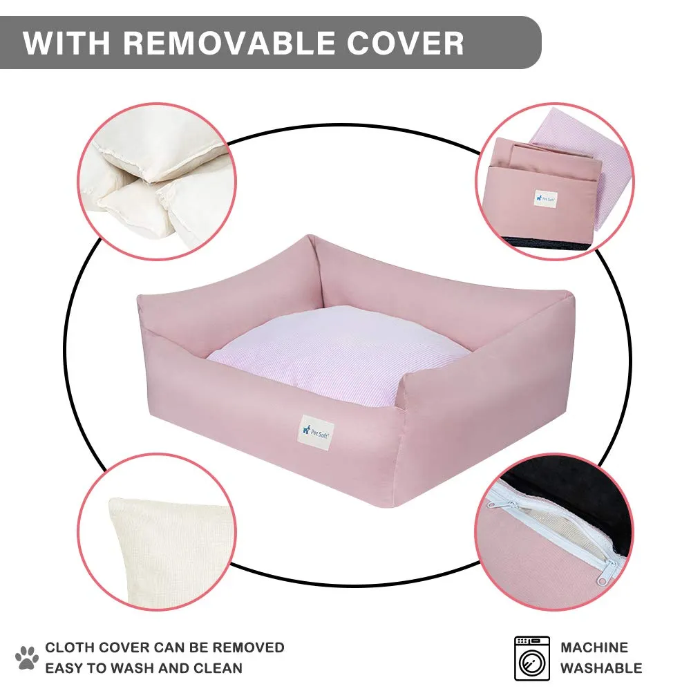 Cotton Dog Bed for Small Dogs with Removable Washable Cover, S size, 1 Pack