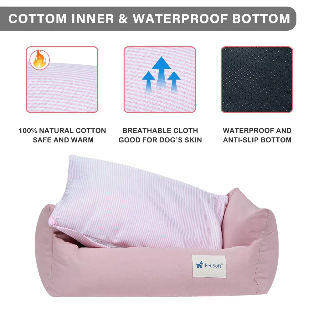 Cotton Dog Bed for Small Dogs with Removable Washable Cover, S size, 1 Pack
