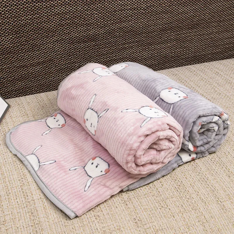 Cozy Flannel Pet Blanket for Dogs and Cats - Winter Warmth with Cartoon Designs