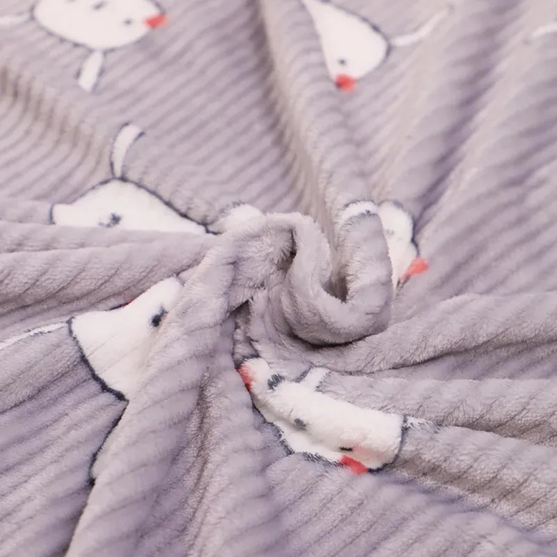 Cozy Flannel Pet Blanket for Dogs and Cats - Winter Warmth with Cartoon Designs