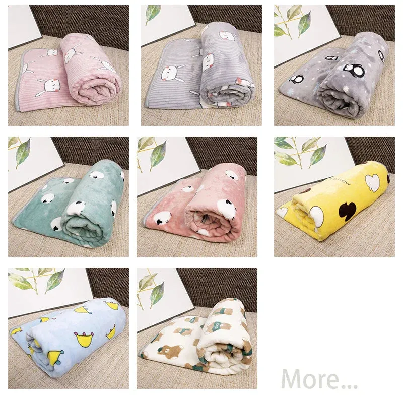 Cozy Flannel Pet Blanket for Dogs and Cats - Winter Warmth with Cartoon Designs