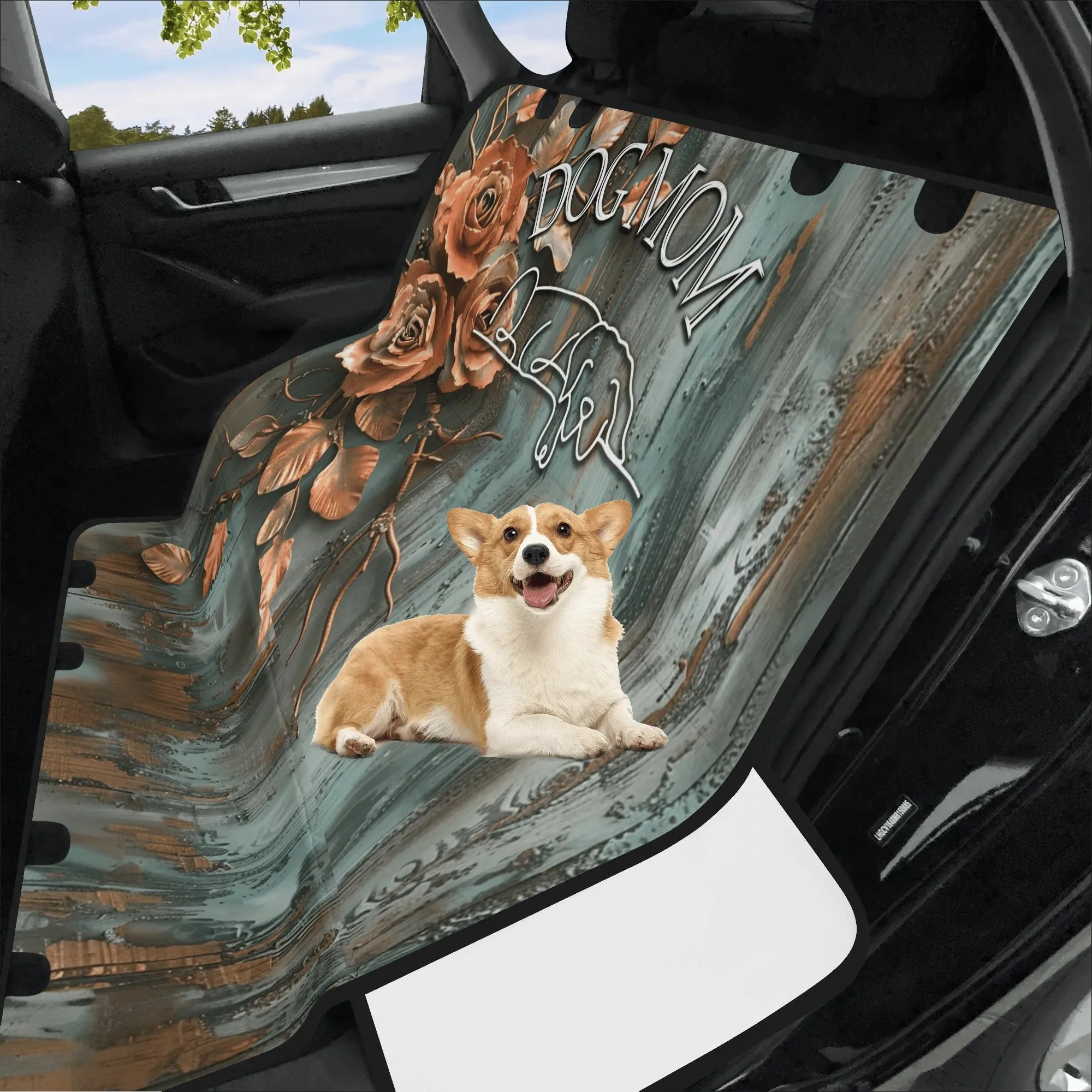 Dog Mom Patina Rose Farmhouse Hammock Dog Car Seat Cover