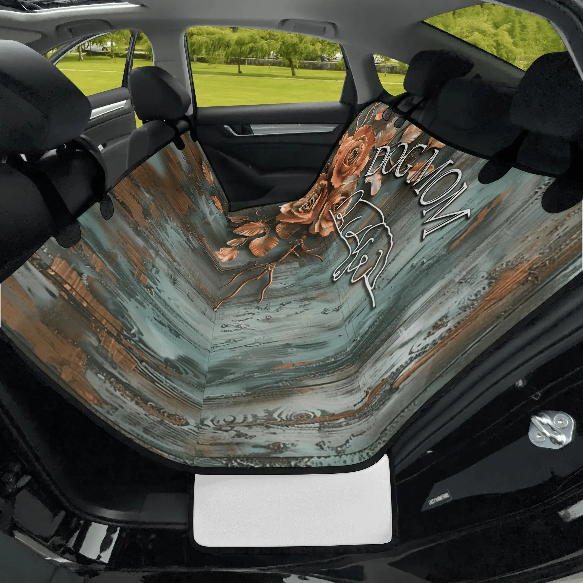 Dog Mom Patina Rose Farmhouse Hammock Dog Car Seat Cover