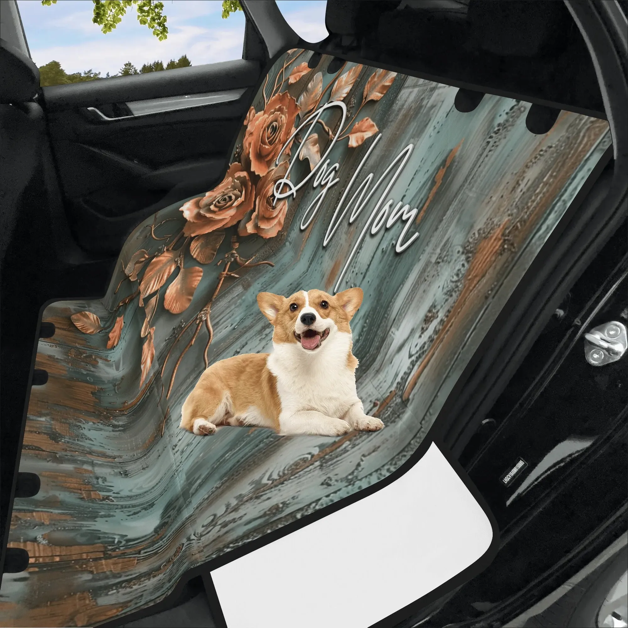Dog Mom Patina Rose Farmhouse Hammock Dog Car Seat Cover