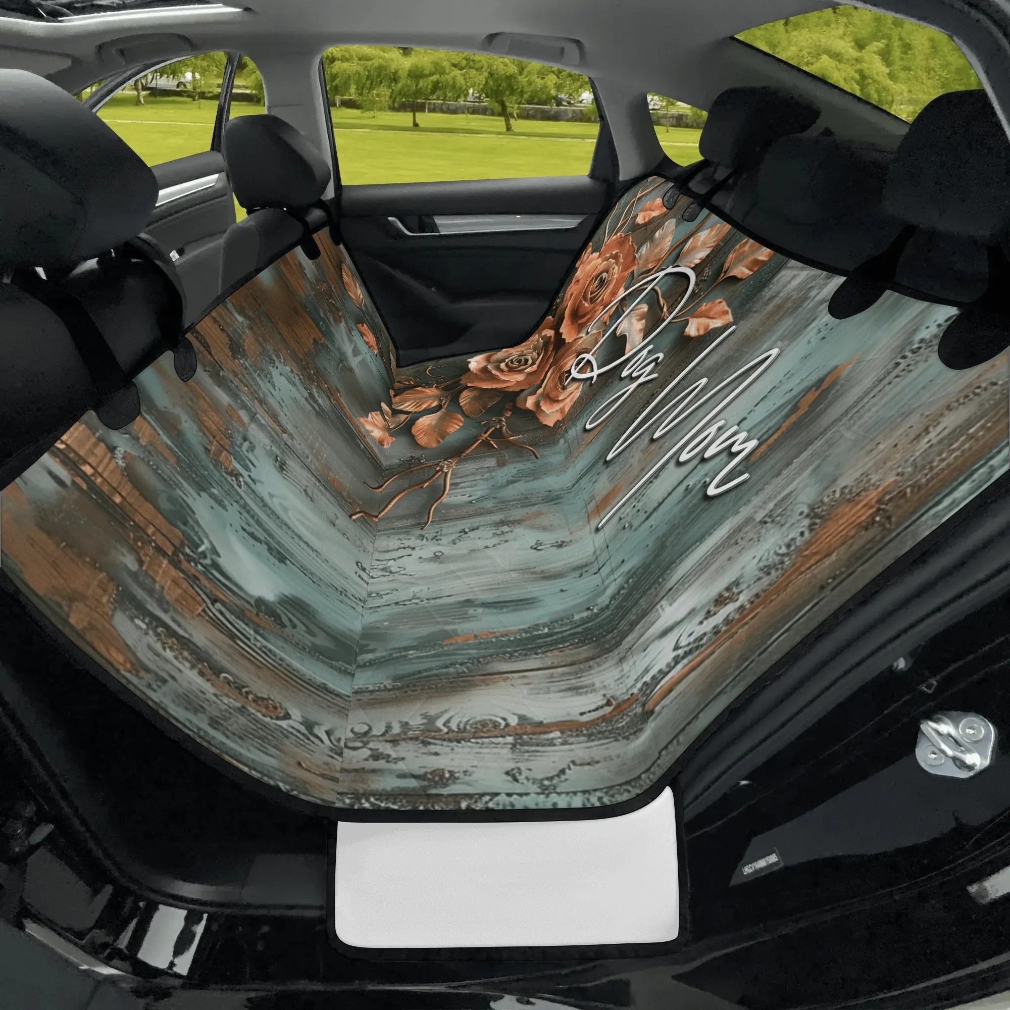 Dog Mom Patina Rose Farmhouse Hammock Dog Car Seat Cover