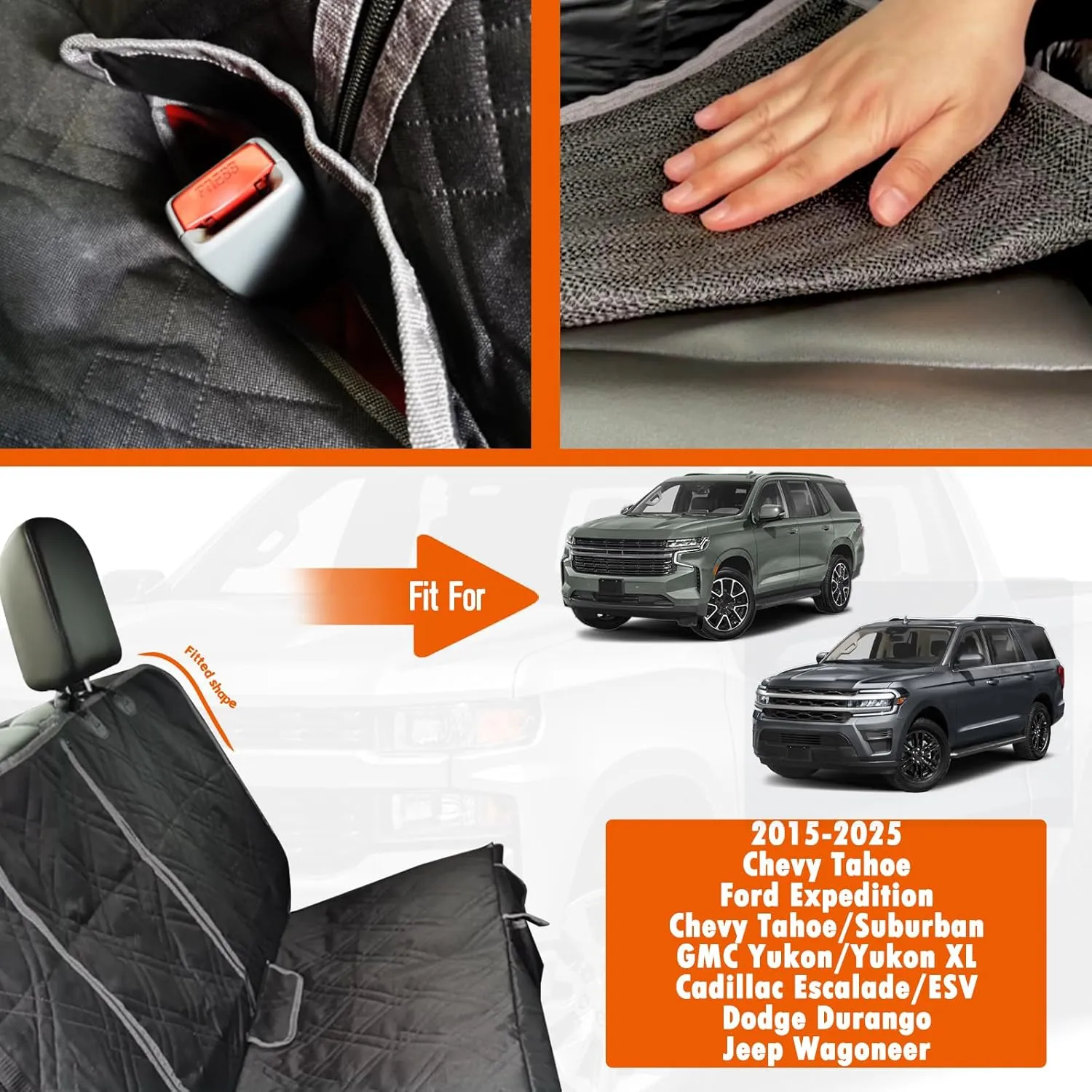 Dog Seat Cover Compatible with Full-Size SUV Ford Expedition, Chevy Tahoe/Suburban, Dodge Durango, GMC Yukon/Yukon XL, Cadillac Escalade/ESV, Jeep Wagoneer, Pet Car Bench Back Seat Cover
