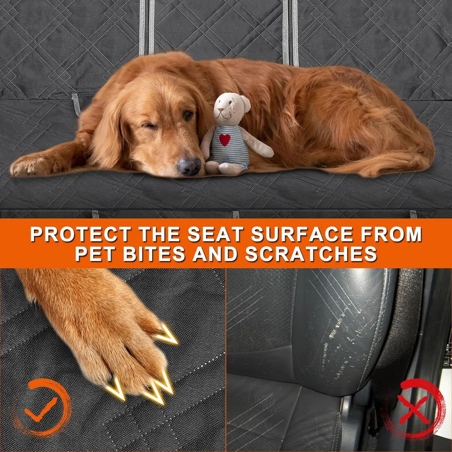Dog Seat Cover Compatible with Full-Size SUV Ford Expedition, Chevy Tahoe/Suburban, Dodge Durango, GMC Yukon/Yukon XL, Cadillac Escalade/ESV, Jeep Wagoneer, Pet Car Bench Back Seat Cover