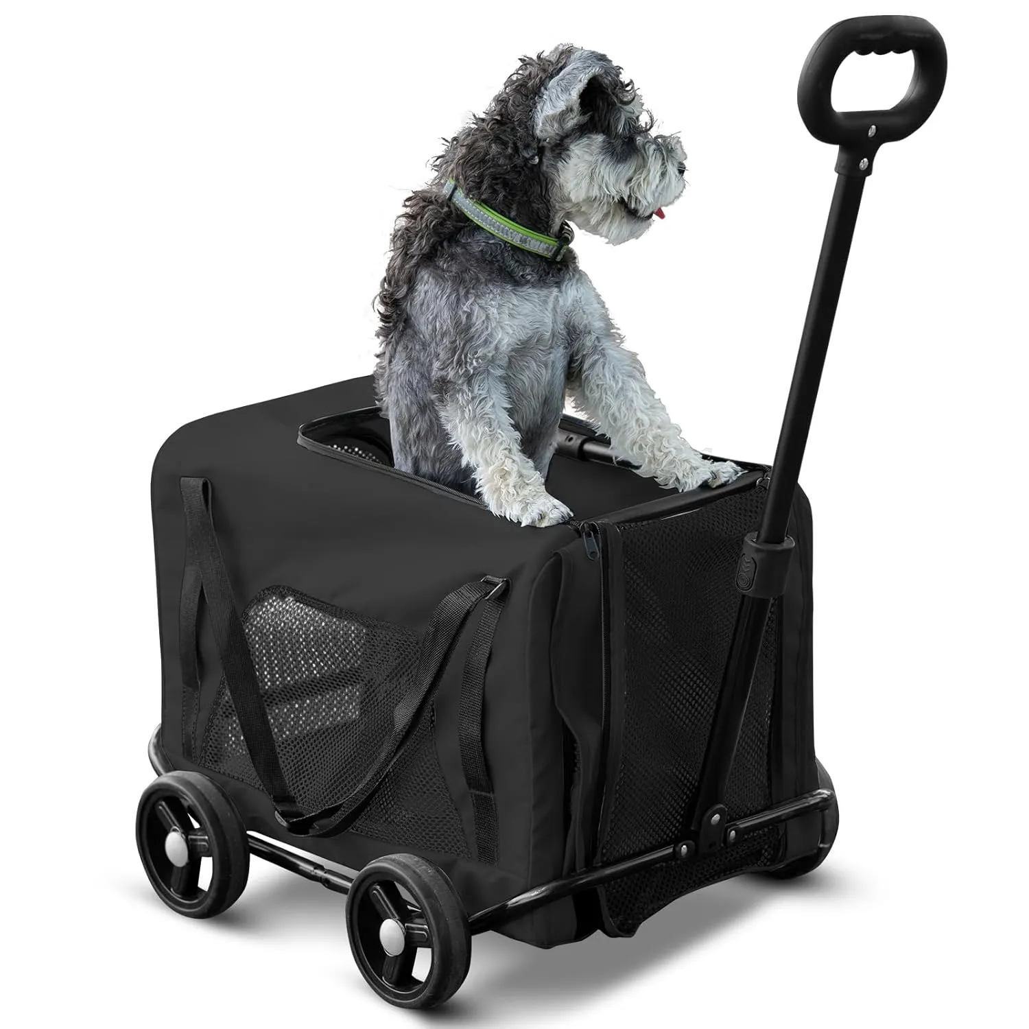 Dog Stroller 2 in 1 Pet Carrier Bag 4 Wheels Folding Dog Cart Pet Stroller for Travelling Shopping Walking Playing for Small Dogs Cats (Black)