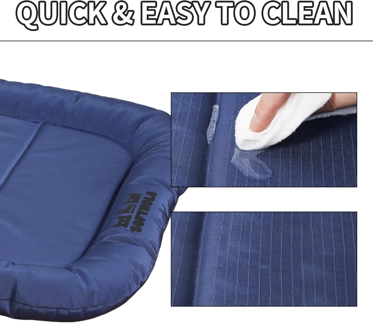 Durable Outdoor Dog Bed Chew Proof Fully Waterproof Indoor Crate Mat with Pillow Around Curling Sleep Stable Kennel Pad, for Pets (Blue, M (30 * 21in))