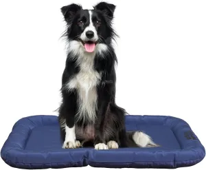 Durable Outdoor Dog Bed Chew Proof Fully Waterproof Indoor Crate Mat with Pillow Around Curling Sleep Stable Kennel Pad, for Pets (Blue, M (30 * 21in))