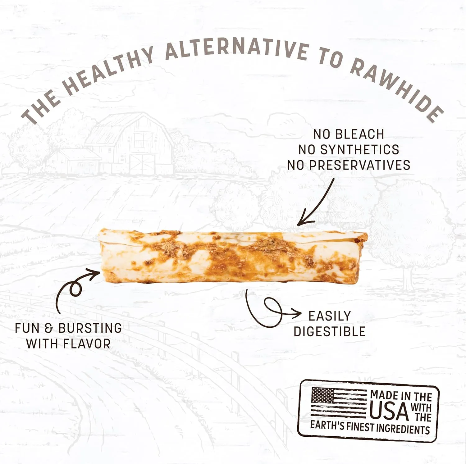 Earth Animal No Hide Medium Chicken Flavored Natural Rawhide Free Dog Chews Long Lasting Chew Sticks | Treats for Large Dogs | Great for Aggressive Chewers (3 Pack)