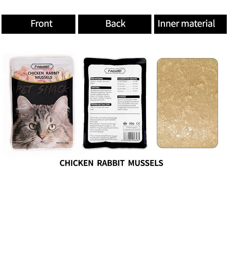FAENBEI Pet Wet Food Snack for Kitten 3oz pack (pack of 5)