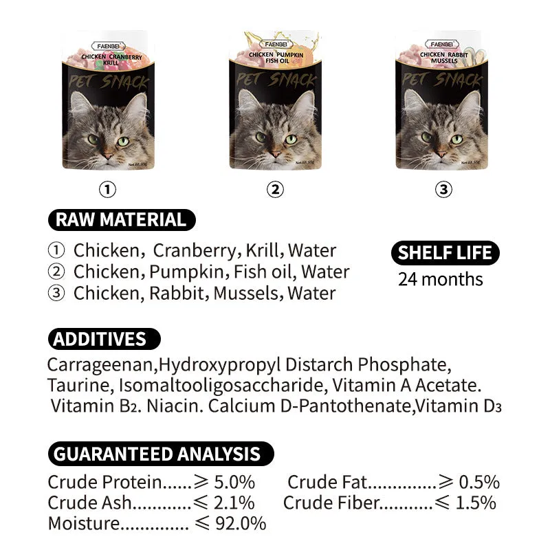 FAENBEI Pet Wet Food Snack for Kitten 3oz pack (pack of 5)
