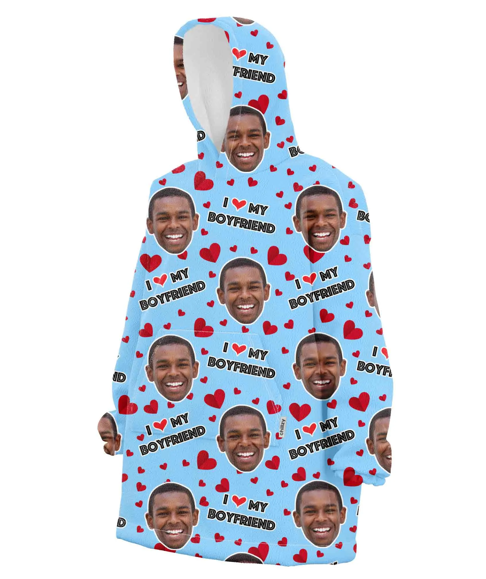 I Love My Boyfriend Custom Hoodie Blanket