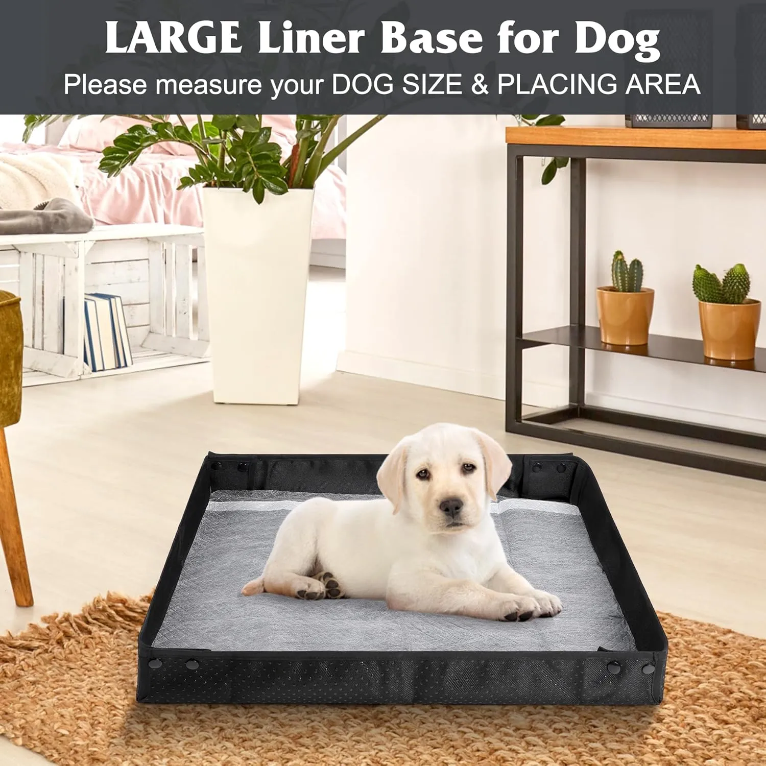 Leekalos Portable Dog Pee Pads Holder for Travel, Puppy Pad Holder Foldable Liner Base, Dogs Litter Box Waterproof, Indoor Dog Potty,Easy Clean Medium(26"x23"x2")