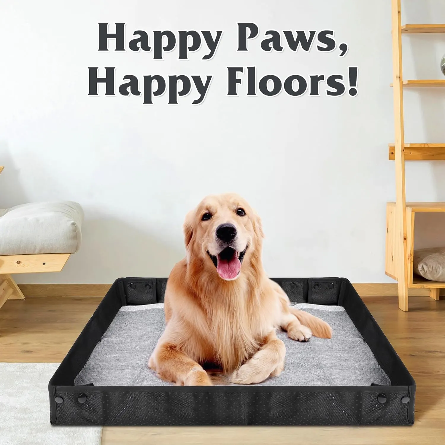 Leekalos Portable Dog Pee Pads Holder for Travel, Puppy Pad Holder Foldable Liner Base, Dogs Litter Box Waterproof, Indoor Dog Potty,Easy Clean Medium(26"x23"x2")