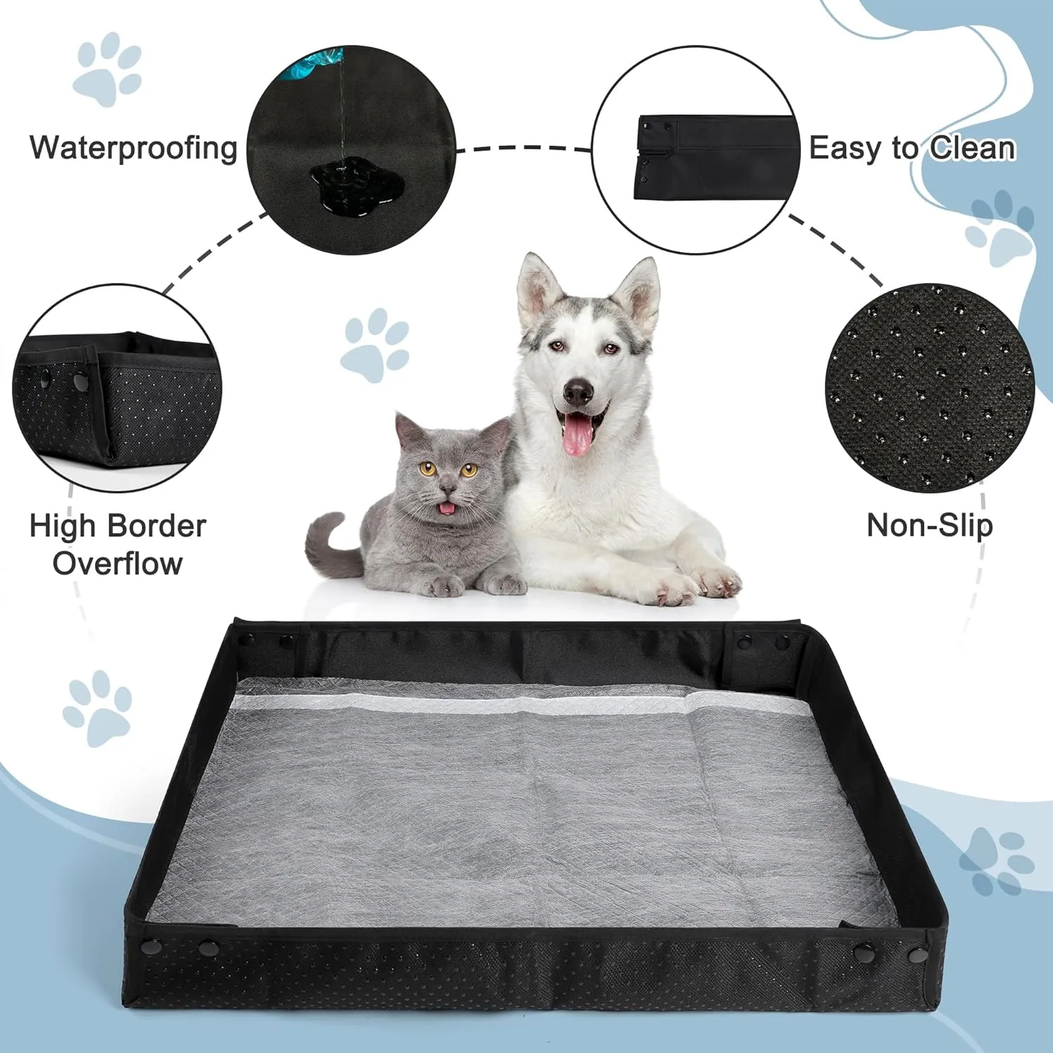 Leekalos Portable Dog Pee Pads Holder for Travel, Puppy Pad Holder Foldable Liner Base, Dogs Litter Box Waterproof, Indoor Dog Potty,Easy Clean Medium(26"x23"x2")