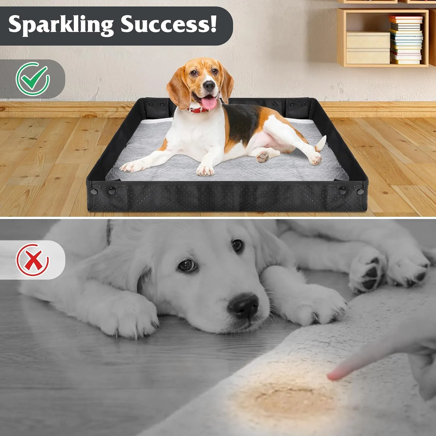 Leekalos Portable Dog Pee Pads Holder for Travel, Puppy Pad Holder Foldable Liner Base, Dogs Litter Box Waterproof, Indoor Dog Potty,Easy Clean Medium(26"x23"x2")