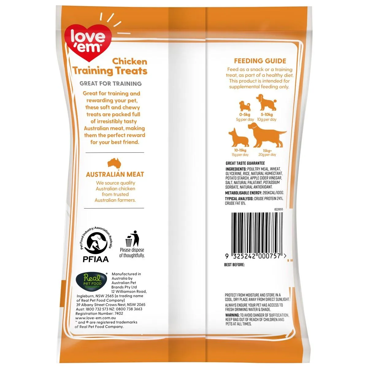 Love Em Chicken Mini Dog Treats 200g