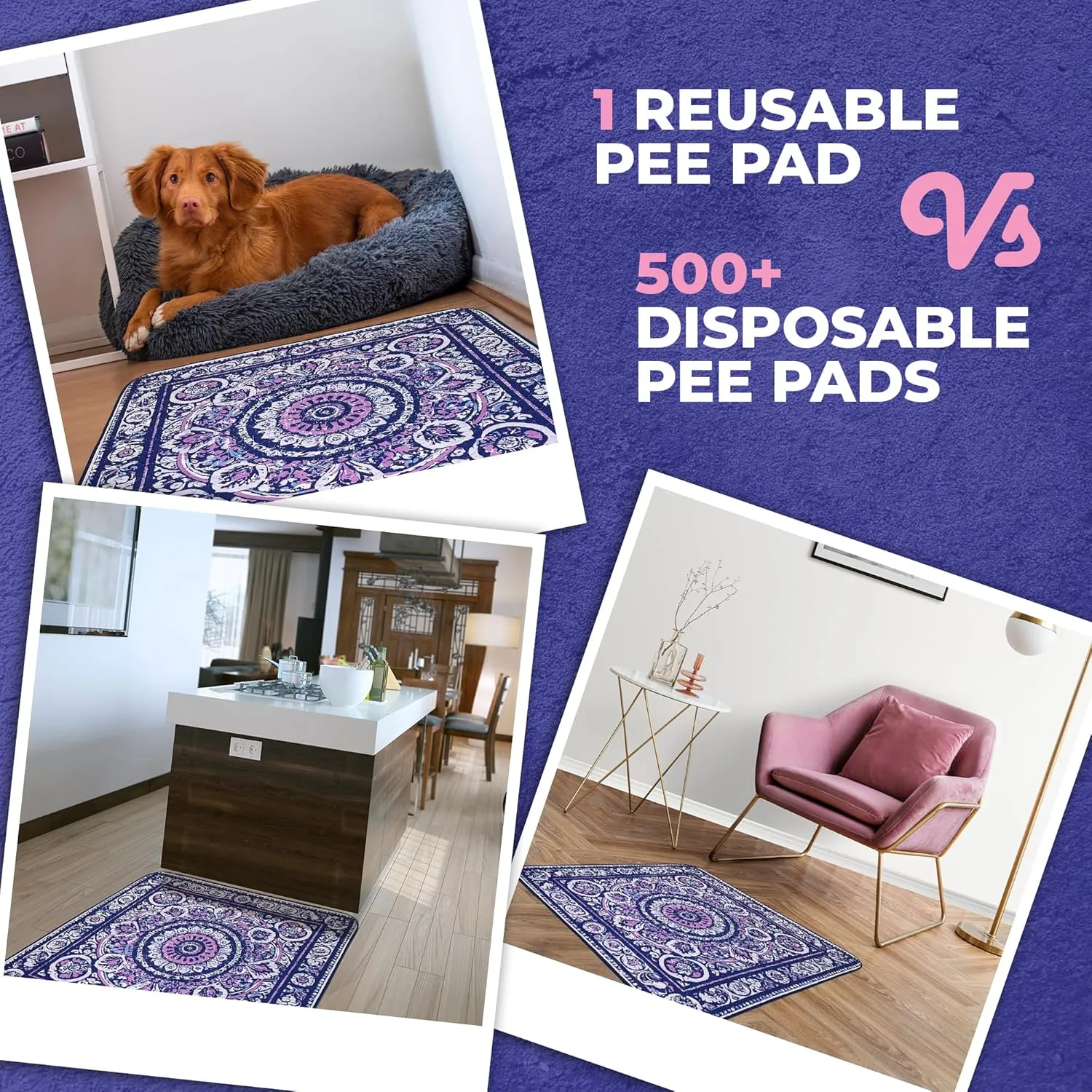 Love Storee Washable Dog Pee Pads  2 Pack, 36"x36" Reusable, Waterproof, Non-Slip, Odor-Control Pet Mats for Puppy Potty Training, Crate, Whelping Box, Rug & Floor Protection