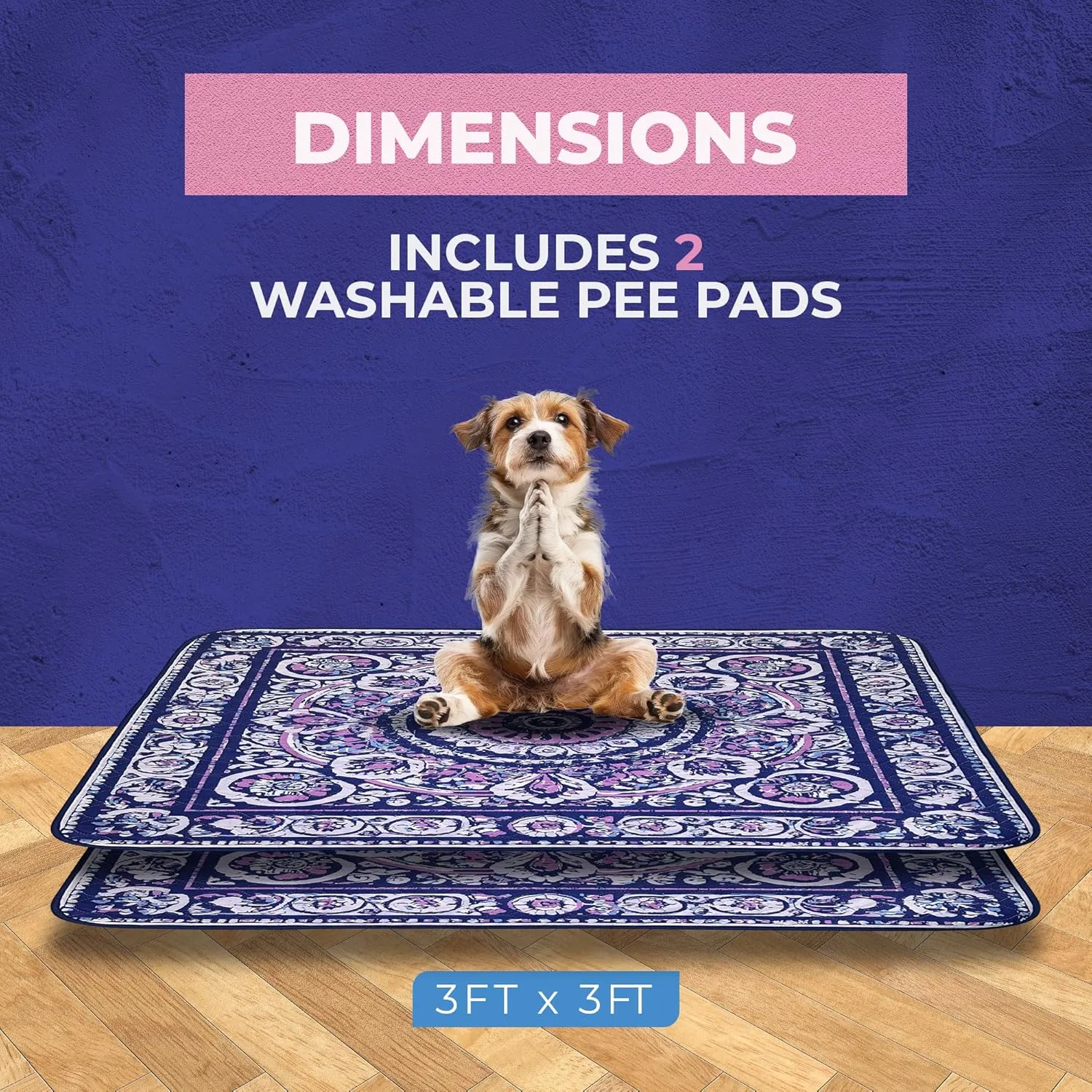 Love Storee Washable Dog Pee Pads  2 Pack, 36"x36" Reusable, Waterproof, Non-Slip, Odor-Control Pet Mats for Puppy Potty Training, Crate, Whelping Box, Rug & Floor Protection