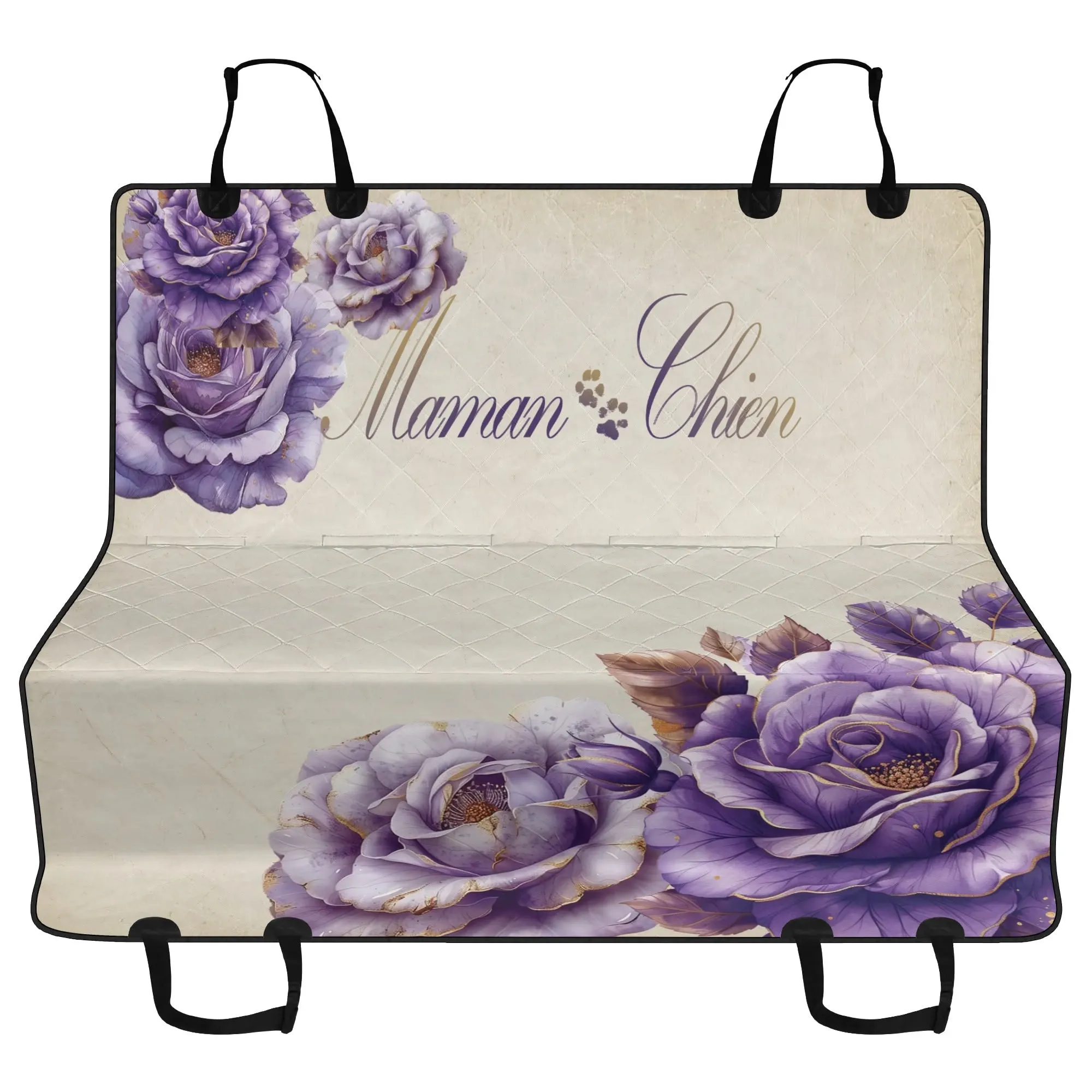 Maman Chien ["Dog Mom" in French] Lavender Rose Hammock Dog Car Seat Cover