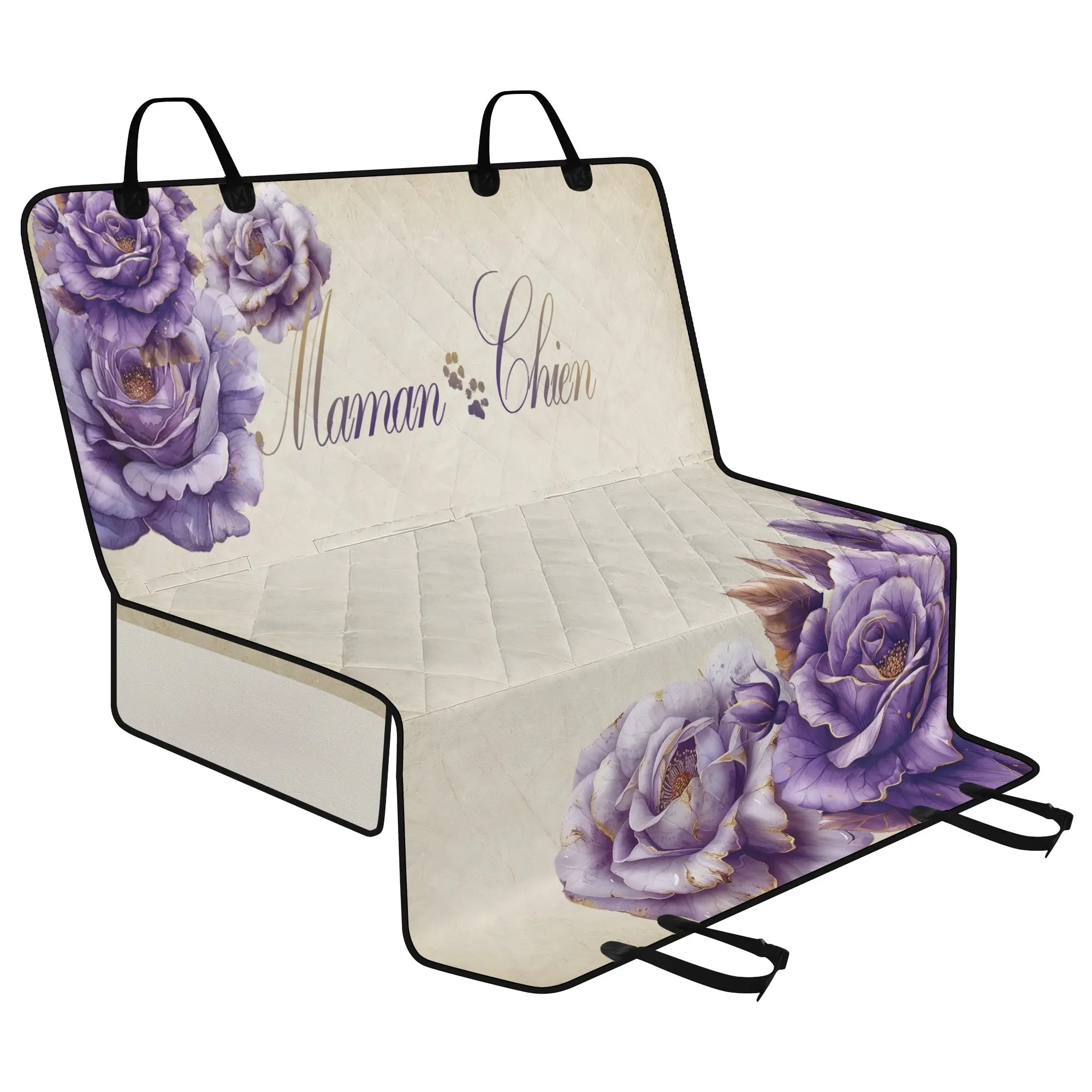 Maman Chien ["Dog Mom" in French] Lavender Rose Hammock Dog Car Seat Cover