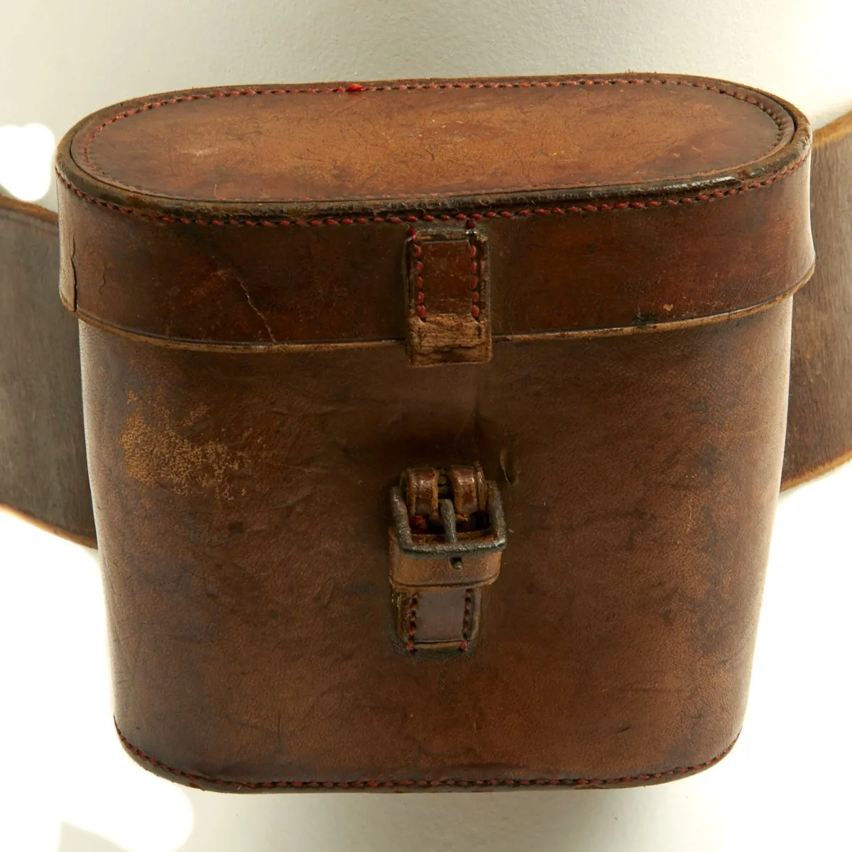 Original British WW1 Officers Sam Browne Belt Set with Whistle and Field Glasses in Case