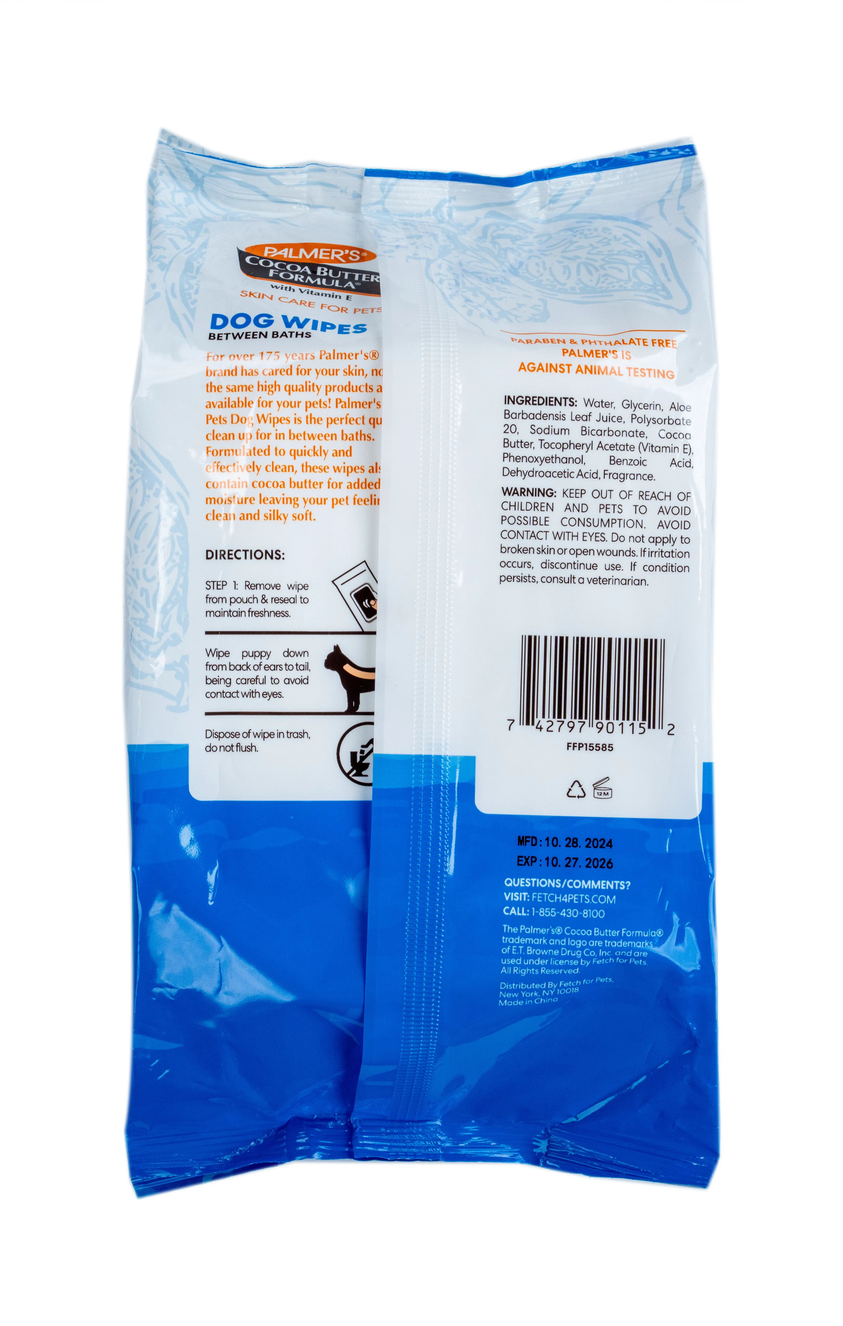 Palmer's for Pets Refreshing Wipe for Dogs with Cocoa Butter, 100ct
