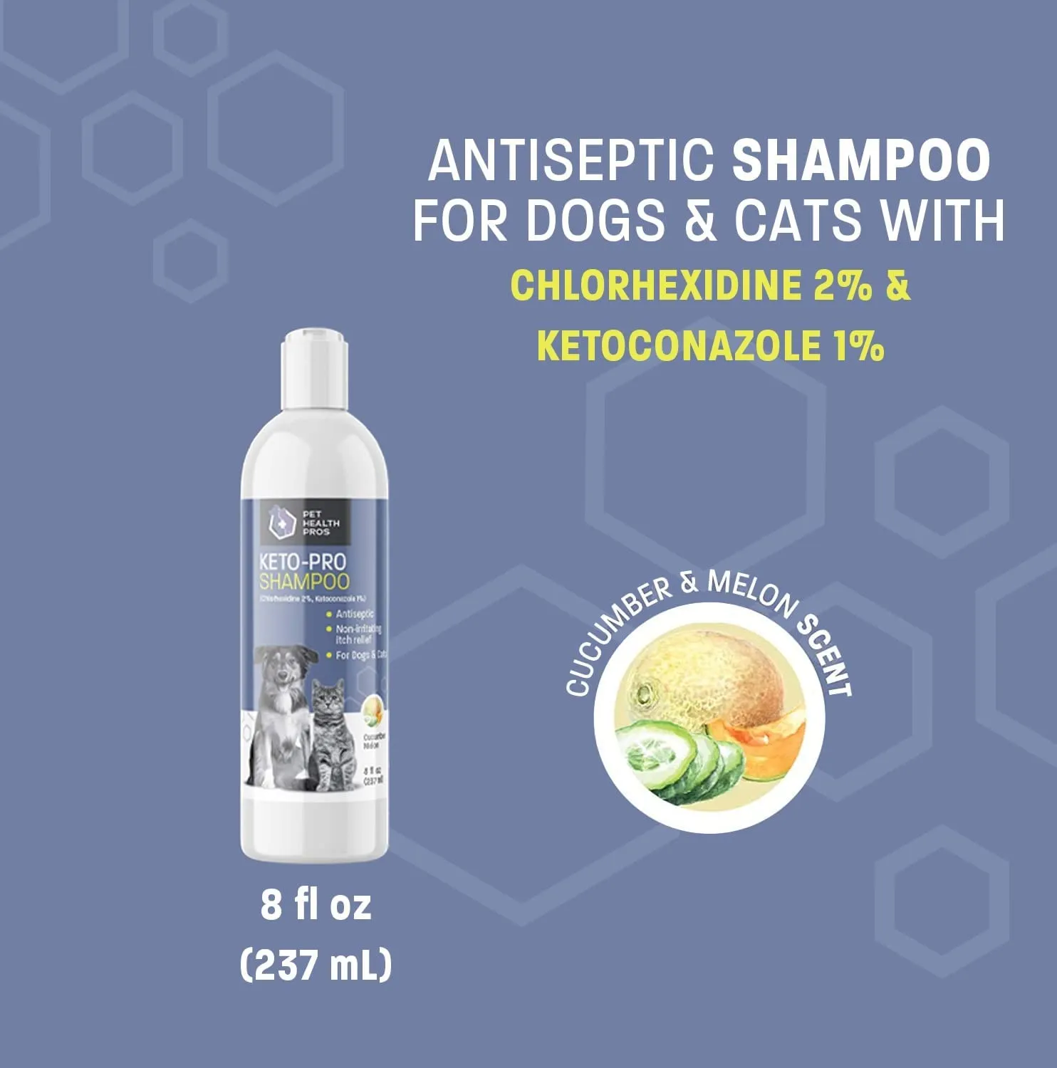 Pet Health Pros Keto-Pro Skin Healing Shampoo for Dogs and Cats; For Hot Spots, Mange, Skin Infection. Size: Available in 8oz, 12oz, 16oz; Scent: Cucumber Melon